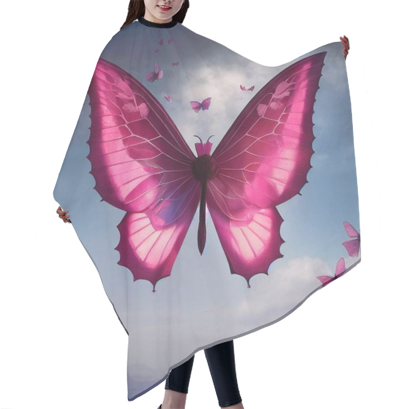 Personality  Pink Butterflies In The Sky. High Quality 3d Illustration  Hair Cutting Cape