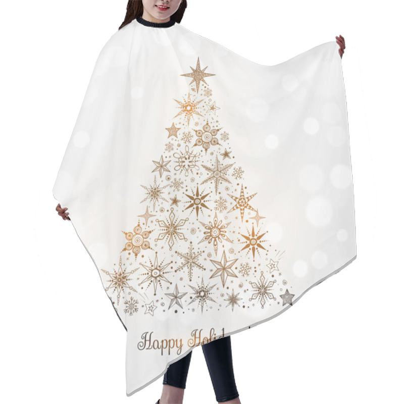 Personality  Christmas Tree With Stars And Snowflakes Hair Cutting Cape