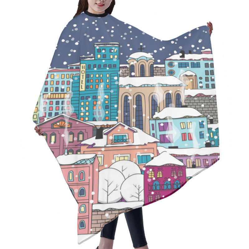 Personality  Winter Doodle Town Hair Cutting Cape