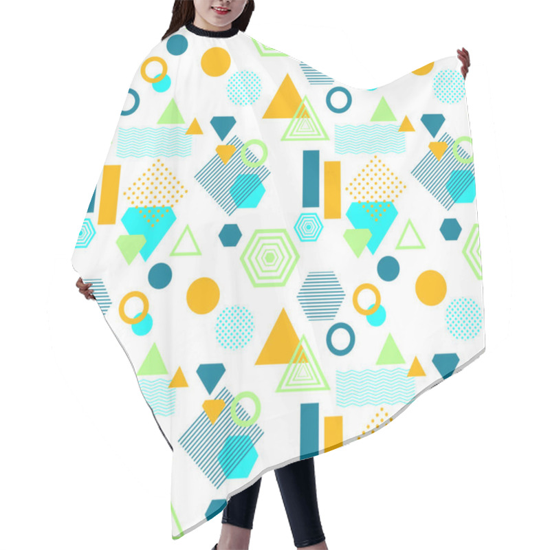 Personality  Abstract Seamless Pattern In Postmodern Memphis Style On White Hair Cutting Cape