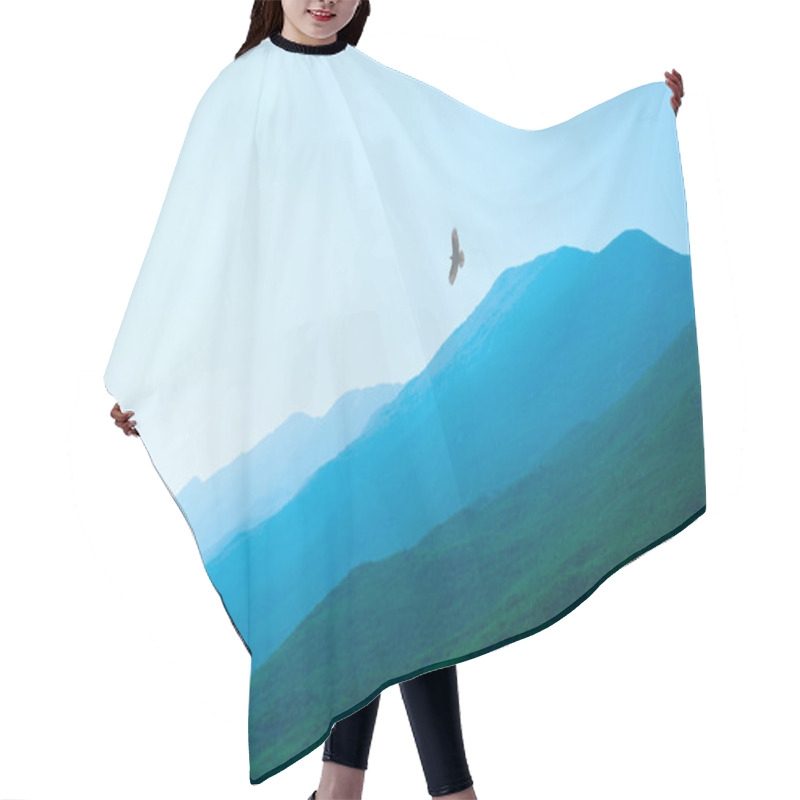 Personality  Eagle Flying Over Beautiful Green Misty Mountains Hair Cutting Cape