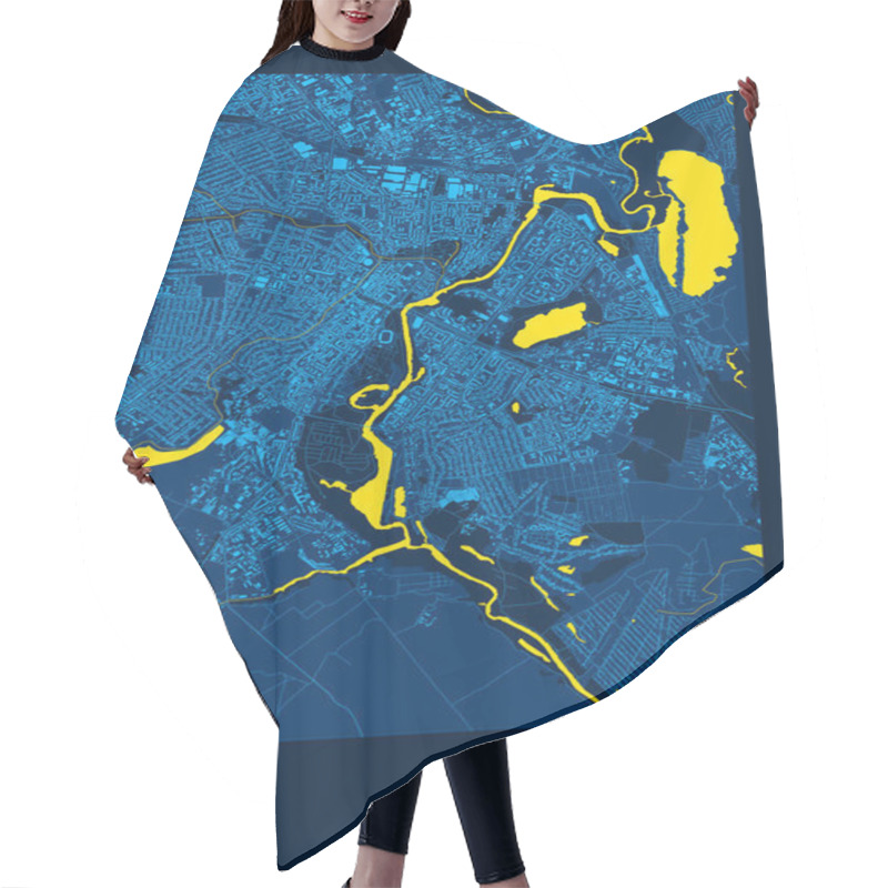 Personality  Sumy Map Vector Poster Highly Detailed Map In Patriotic Yellow Blue Colours Hair Cutting Cape