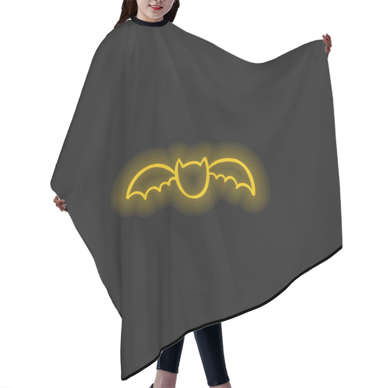 Personality  Bat Outline Yellow Glowing Neon Icon Hair Cutting Cape