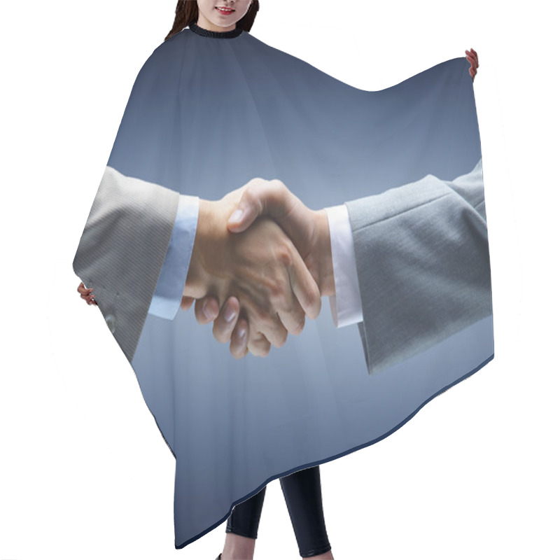 Personality  Handshake - Hand Holding On Black Background Hair Cutting Cape