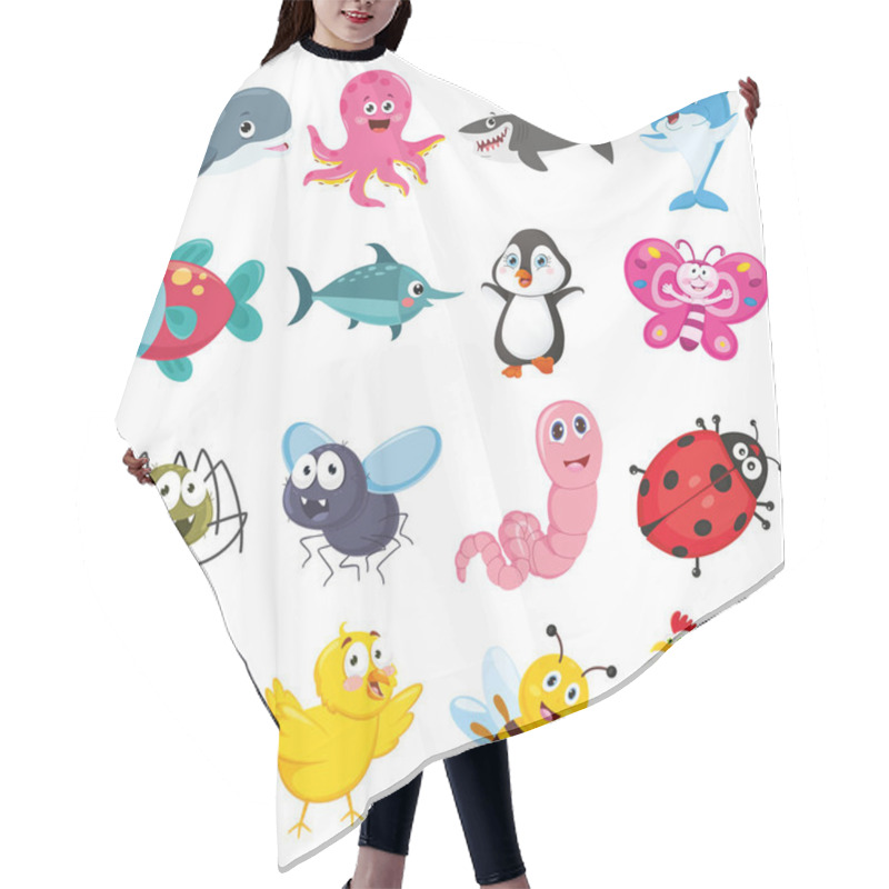 Personality  Vector Illustration Of Cartoon Animals Collection Hair Cutting Cape