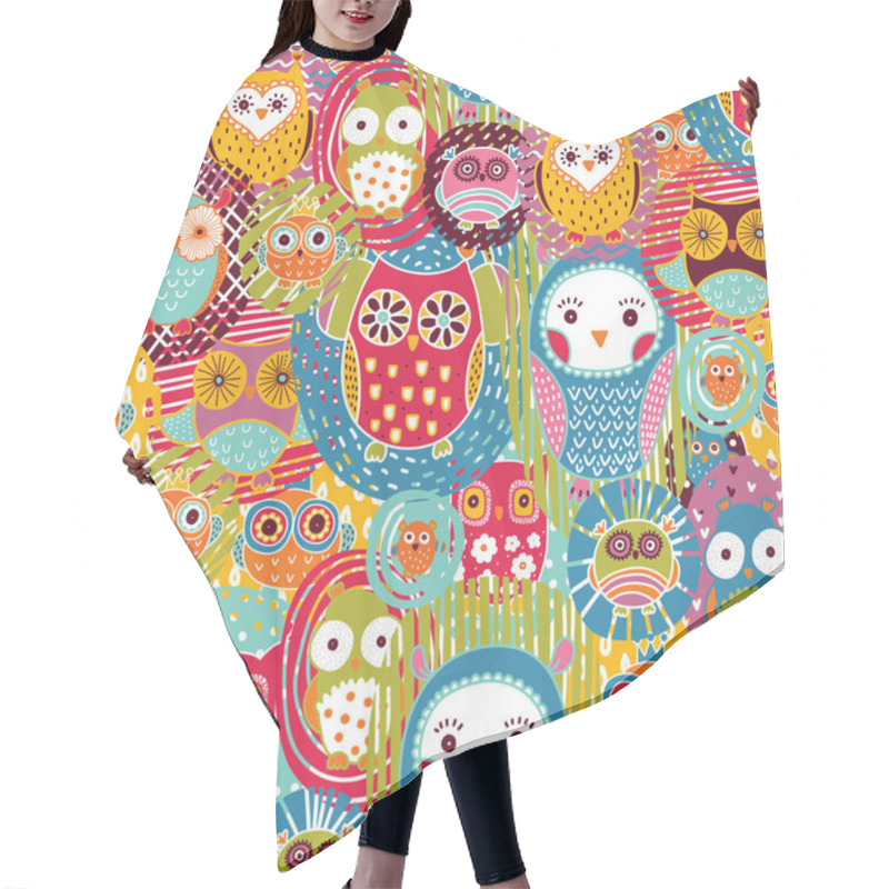 Personality  Cute Owls. Seamless Pattern. Hair Cutting Cape