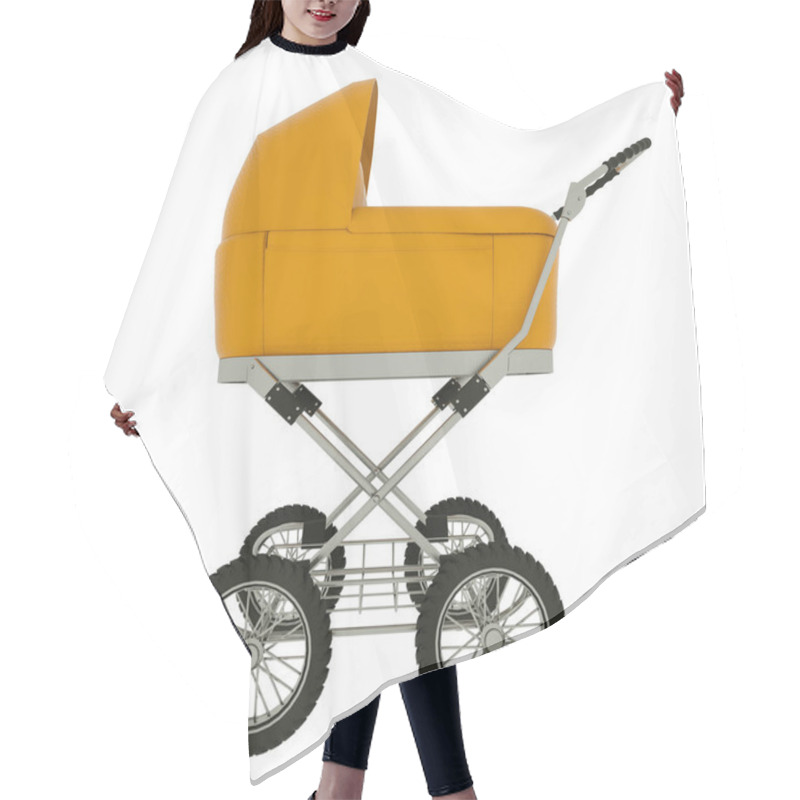 Personality  Side View Of Baby Stroller Isolated On White Background. For Boy. 3d Rendering Hair Cutting Cape