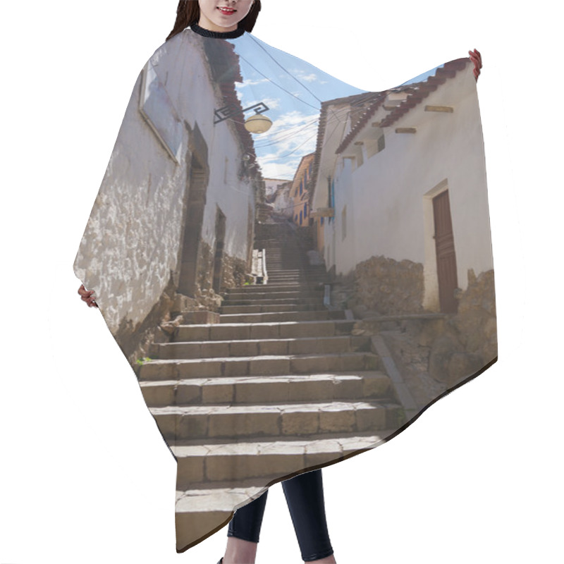 Personality  Staircase In Narrow Alley Of San Blas District, Cusco, Peru Hair Cutting Cape