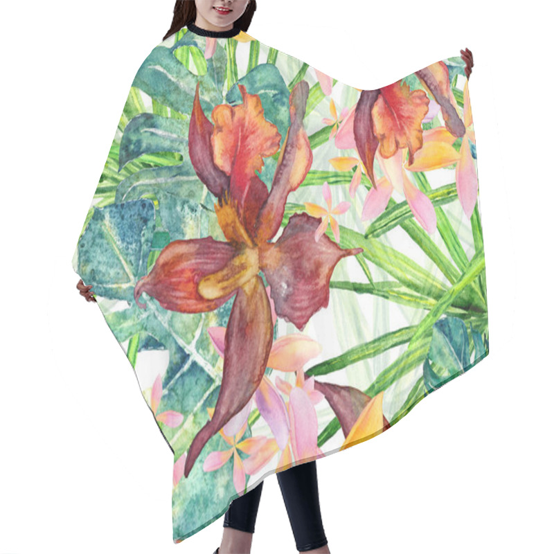 Personality  Orchid Seamless Pattern. Hair Cutting Cape