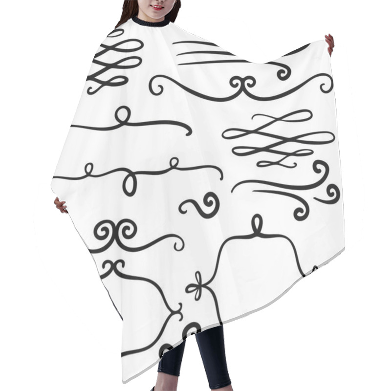 Personality  Flourishes Hand Drawn Swirls Doodles Curls Hair Cutting Cape