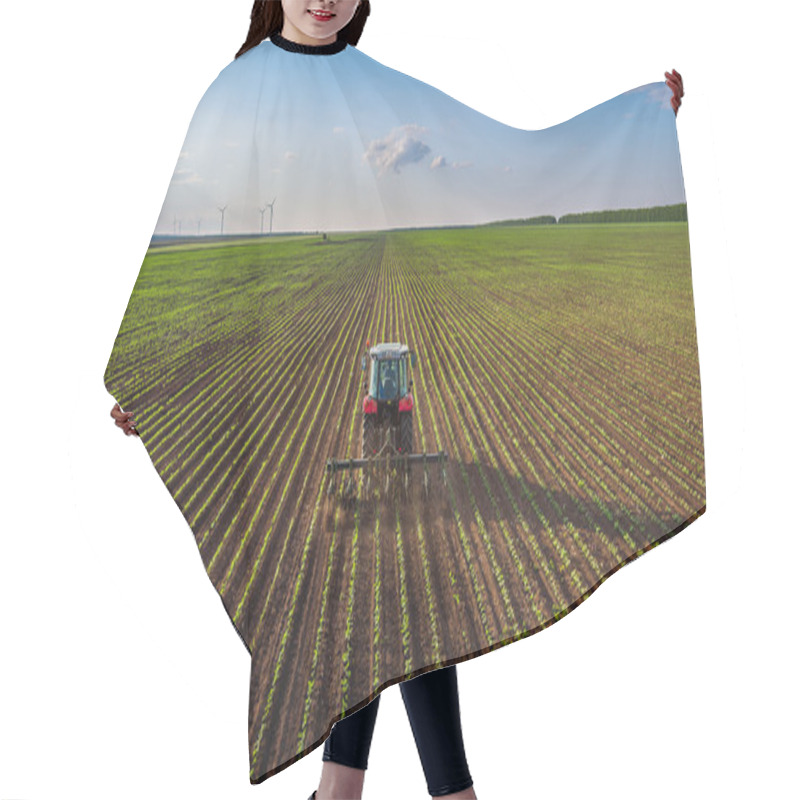 Personality  Tractor Cultivating Field At Spring  Hair Cutting Cape