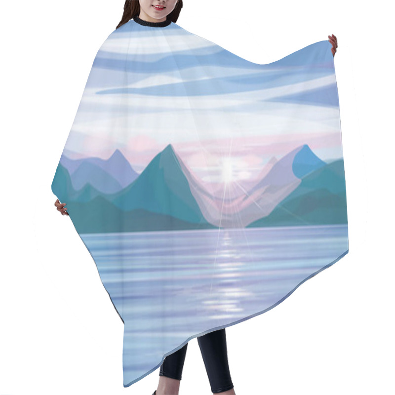 Personality  Blue Panoramic Sea Scene Hair Cutting Cape