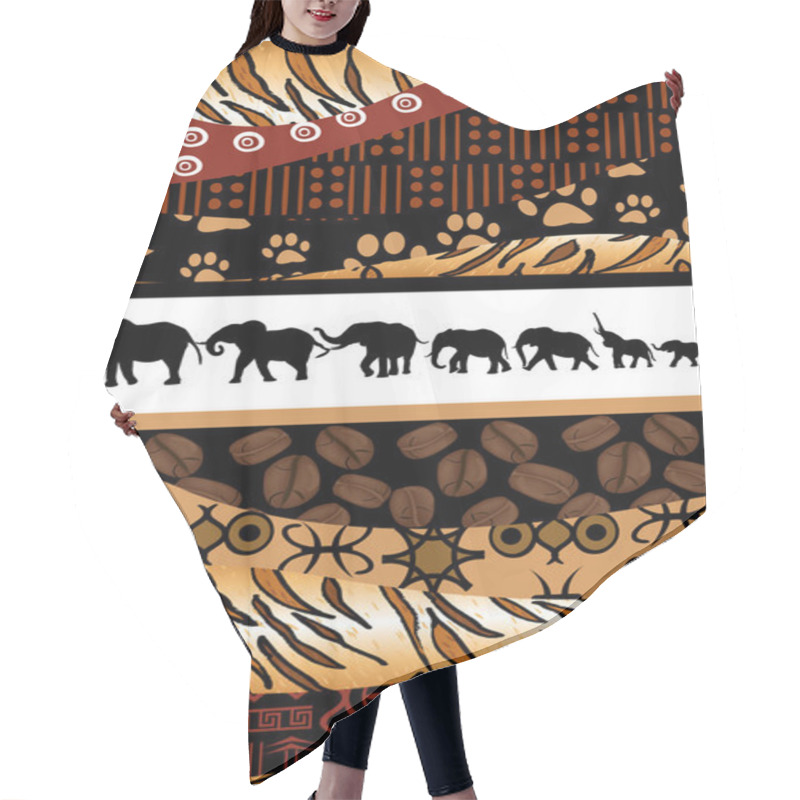 Personality  African Background Made Of Ethnic Motifs And Elephants Silhouett Hair Cutting Cape