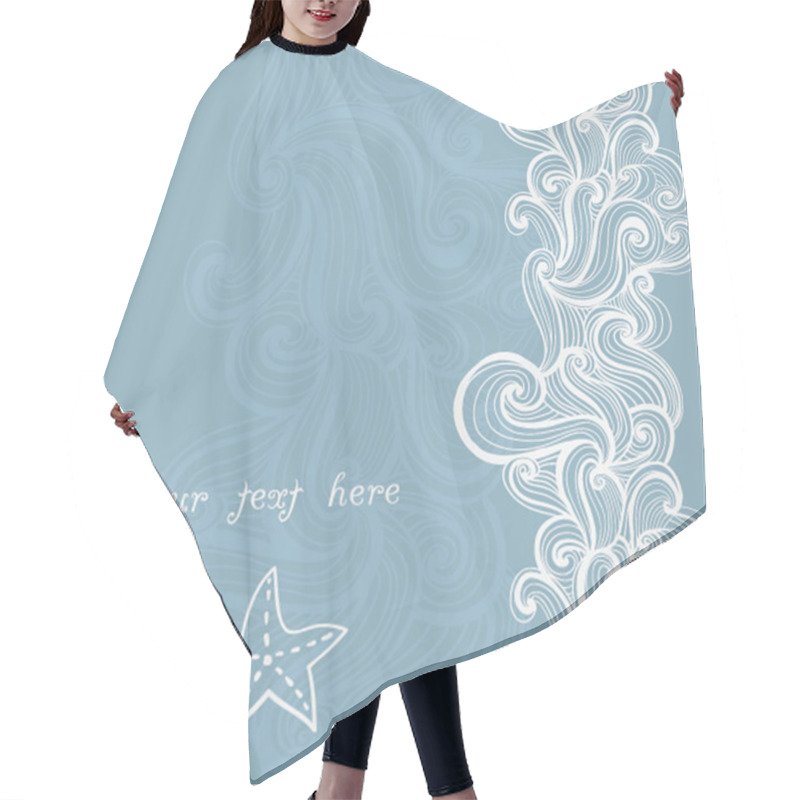 Personality  Background Waves And Starfish, Maritime Pattern Hair Cutting Cape