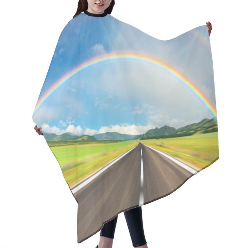 Personality  Rainbow Over Road Hair Cutting Cape