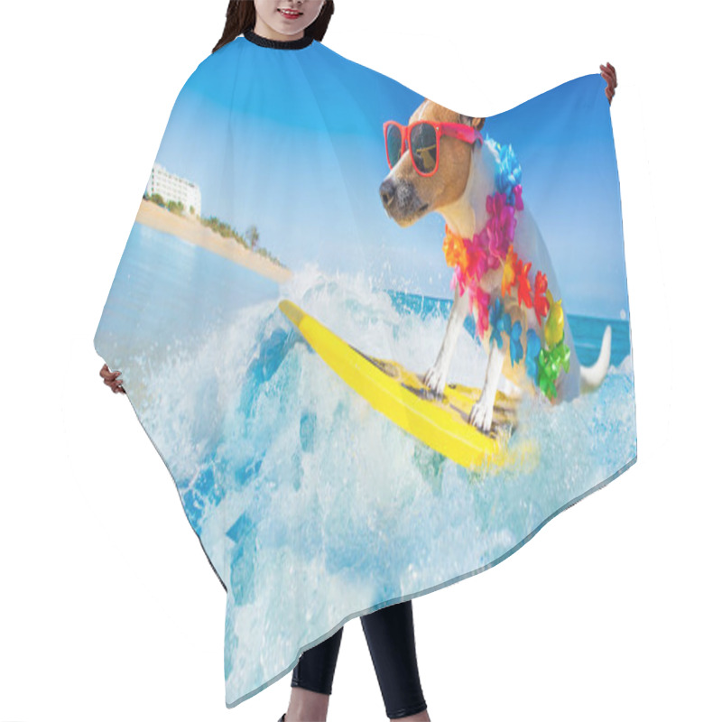 Personality  Dog Surfing On A Wave  Hair Cutting Cape