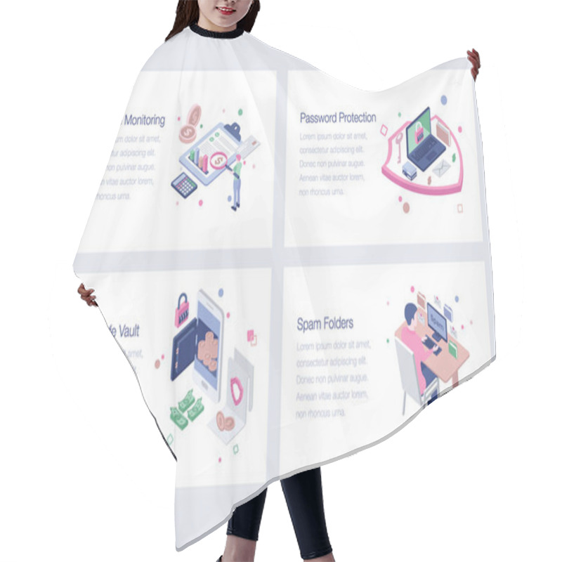 Personality  Cyber Security Isometric Vectors Pack Hair Cutting Cape