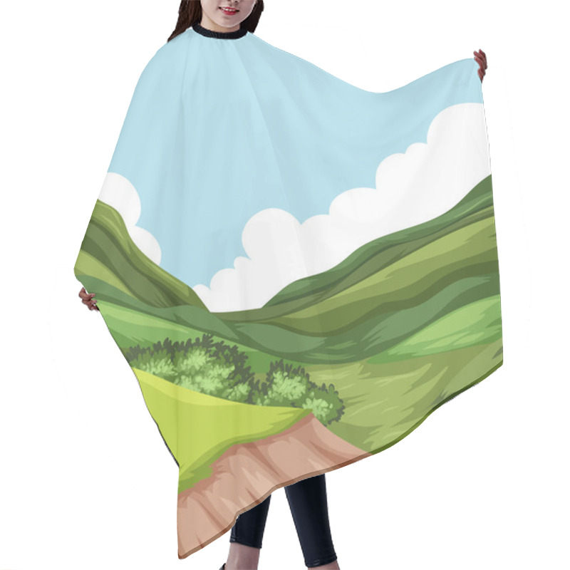 Personality  Hill Nature Landscape Scene Illustration Hair Cutting Cape