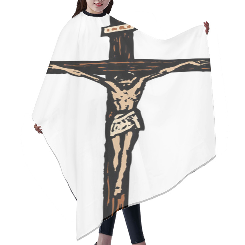 Personality  Woodcut Illustration Of Crucifix Hair Cutting Cape