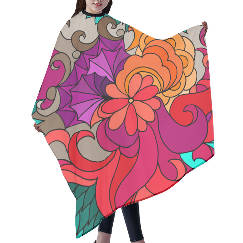 Personality  Hand-drawn Waves And Flowers Hair Cutting Cape