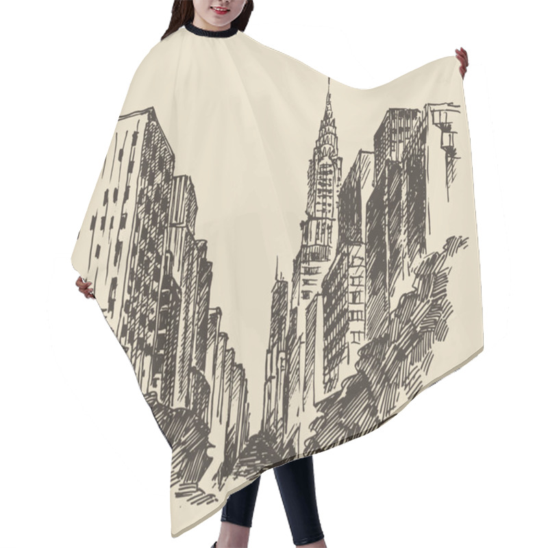 Personality  Hand Drawn New York City Hair Cutting Cape