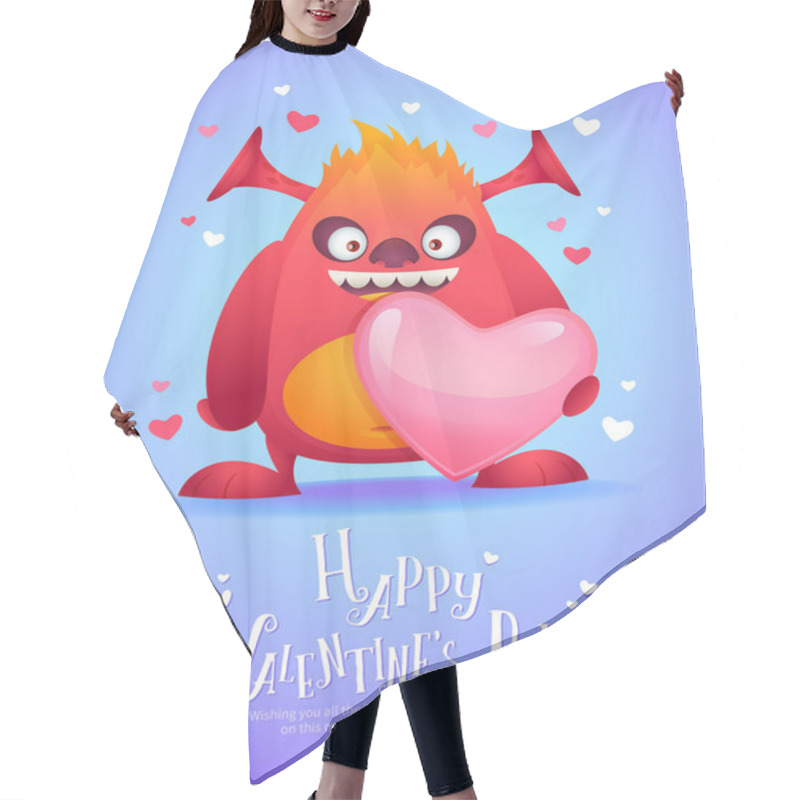 Personality  Cartoon Monster With A Heart Valentine Card Hair Cutting Cape