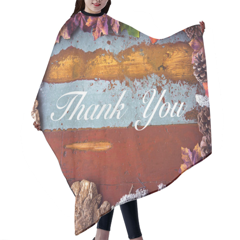 Personality  'Thank You' On Wooden Board Hair Cutting Cape