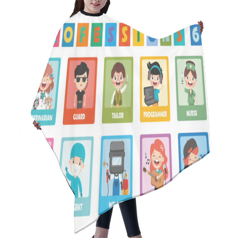 Personality  Set Of Various Cartoon Professions Hair Cutting Cape