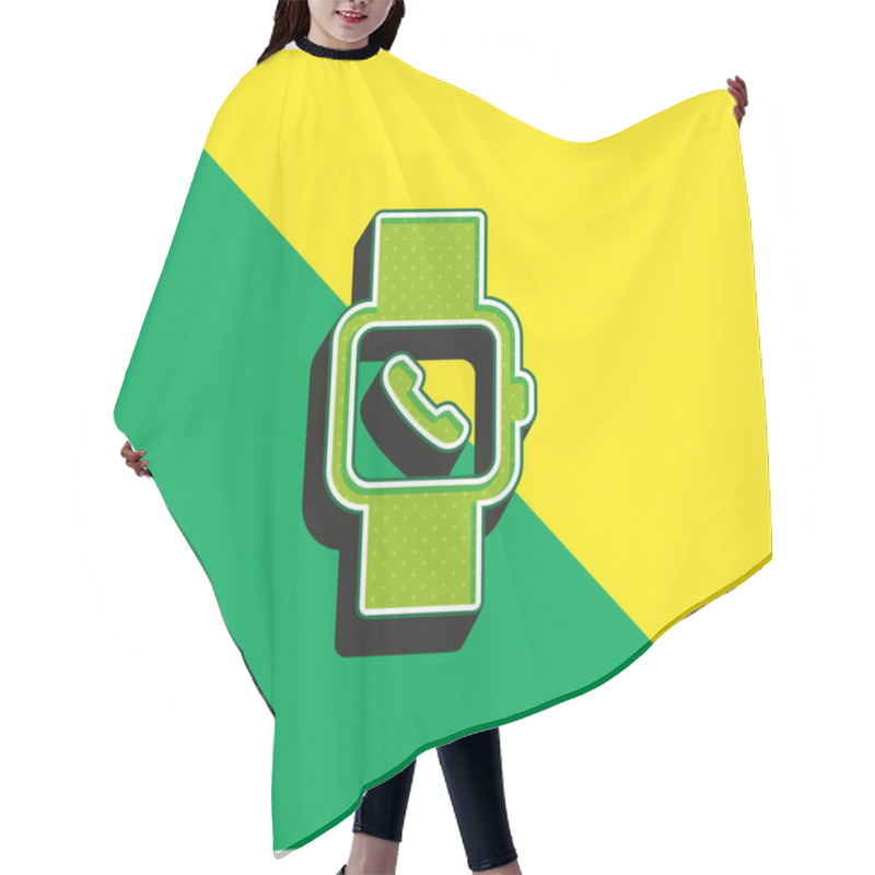 Personality  Apple Watch Green And Yellow Modern 3d Vector Icon Logo Hair Cutting Cape