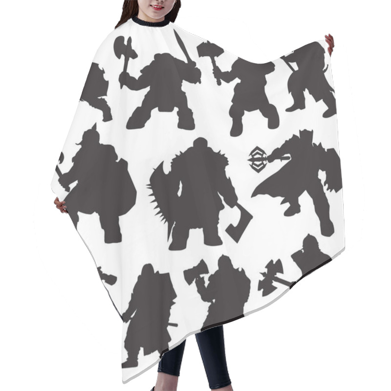 Personality  Dwarf Warrior Silhouette On A White Background Hair Cutting Cape