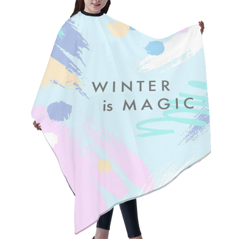 Personality  Trendy Winter Poster With Hand Drawn Shapes And Textures In Soft Pastel Colors.Unique Graphic Design Perfect For Prints,flyers,banners,invitations,special Offer And More.Modern Vector Illustration. Hair Cutting Cape