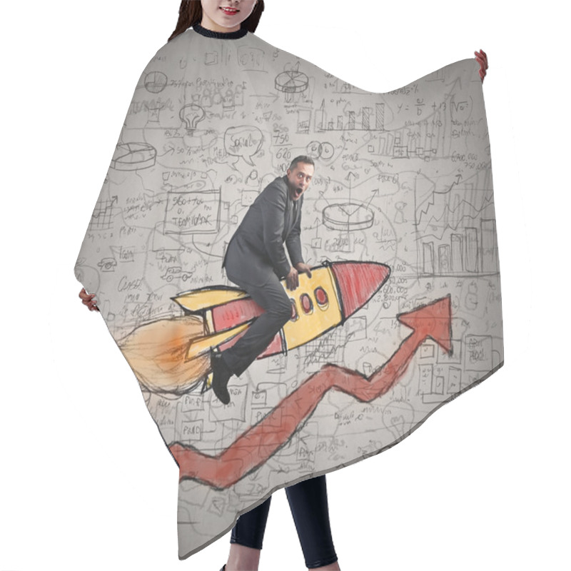 Personality  Businessman On A Rocket Hair Cutting Cape