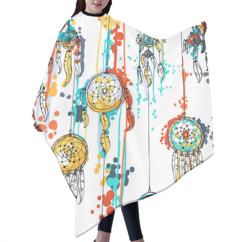 Personality  Seamless  Illustration With Dream Catchers Hair Cutting Cape