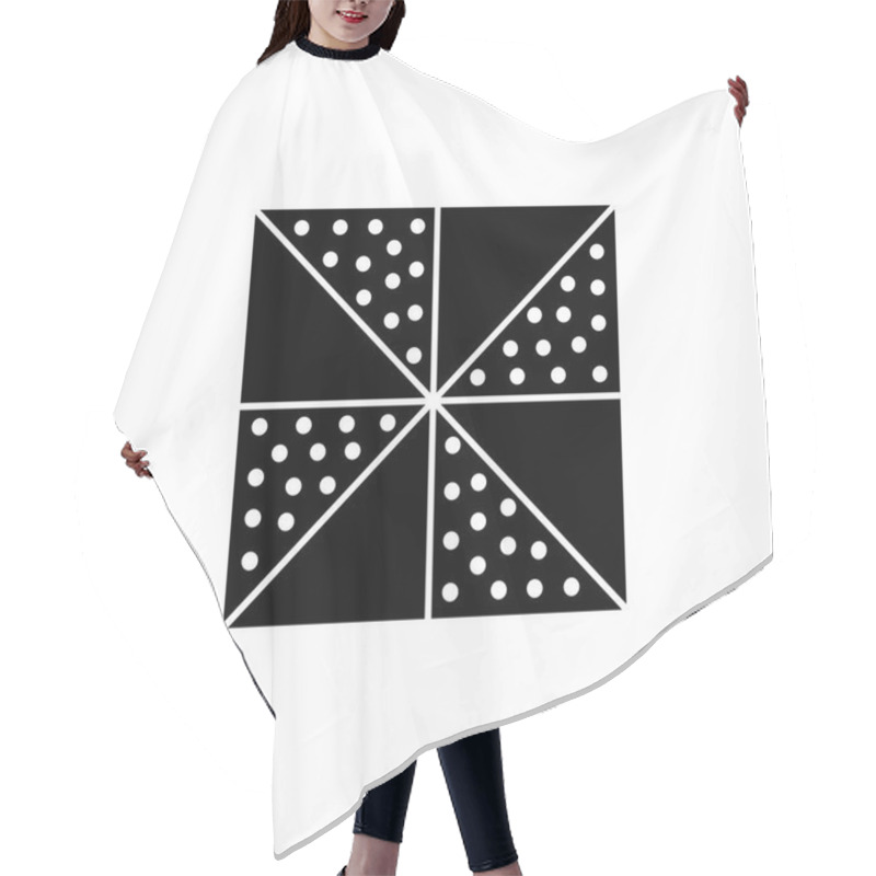 Personality  Black & White Vector Illustration Of 4 Patch Quilt Pattern. Line Icon Of Quilting & Patchwork Geometric Design Template. Isolated Object On White Background.  Hair Cutting Cape