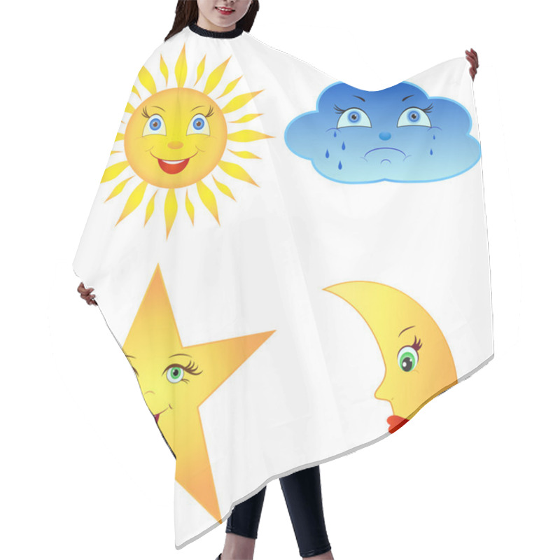 Personality  The Comical Sun, The Moon, The Cloud And Star Hair Cutting Cape