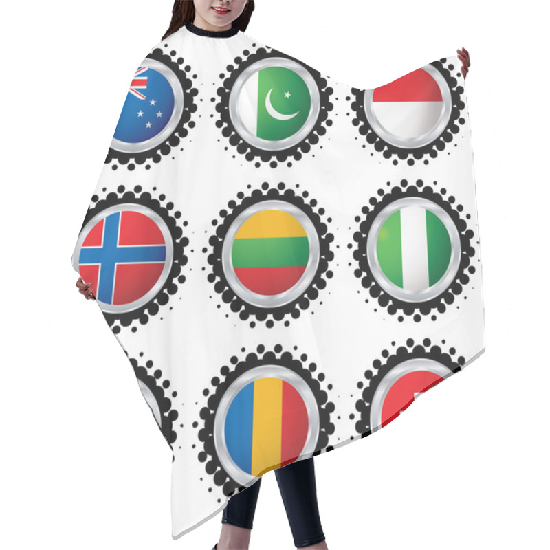 Personality  Halftone Flag Buttons 3 Hair Cutting Cape