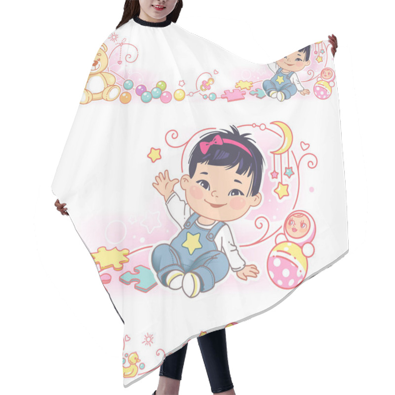 Personality  Baby And Toys Borders. Decorative Elements Frame. Hair Cutting Cape