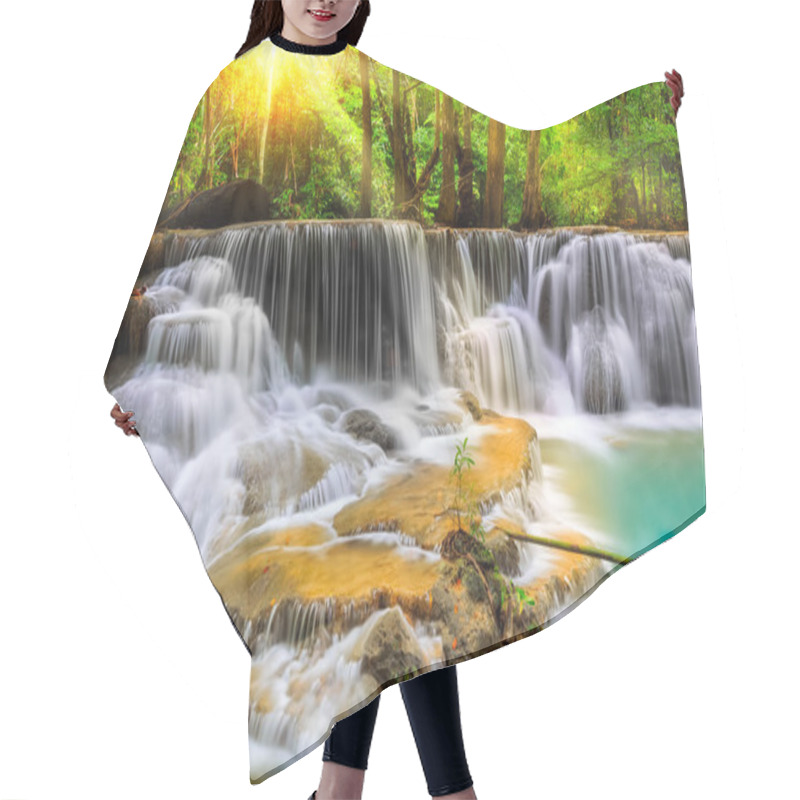 Personality  Erawan Waterfall In Kanchanaburi Province Hair Cutting Cape