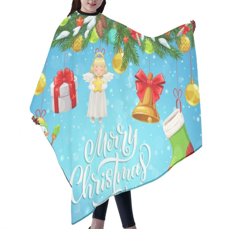 Personality  Christmas Gift, Snowman, Bell Hanging On Xmas Tree Hair Cutting Cape