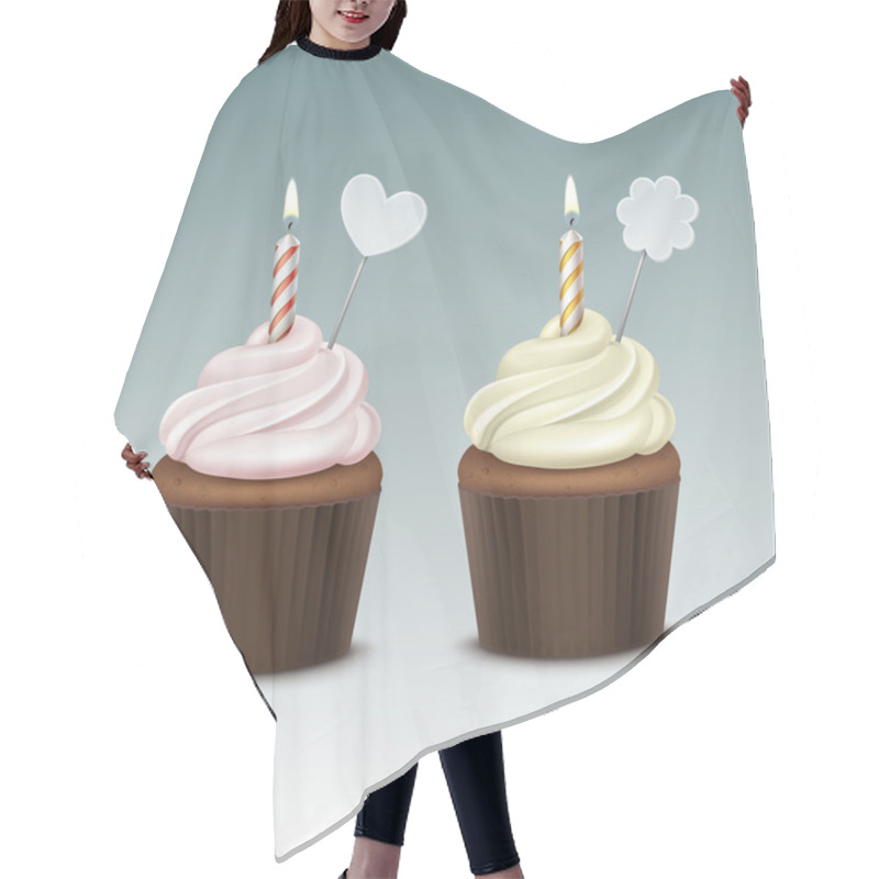 Personality  Birthday Cupcake With Whipped Cream And Candle Hair Cutting Cape