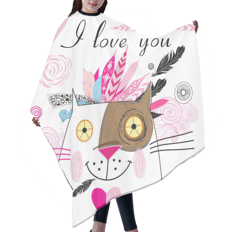 Personality  Postcard In Love With A Cat Hair Cutting Cape