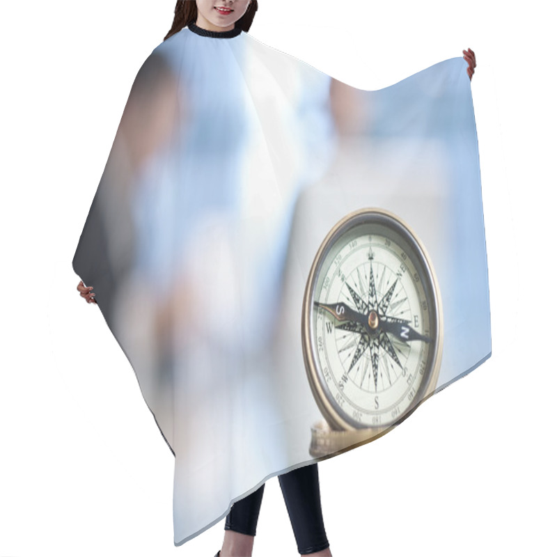 Personality  Compass On The Meeting Table Hair Cutting Cape