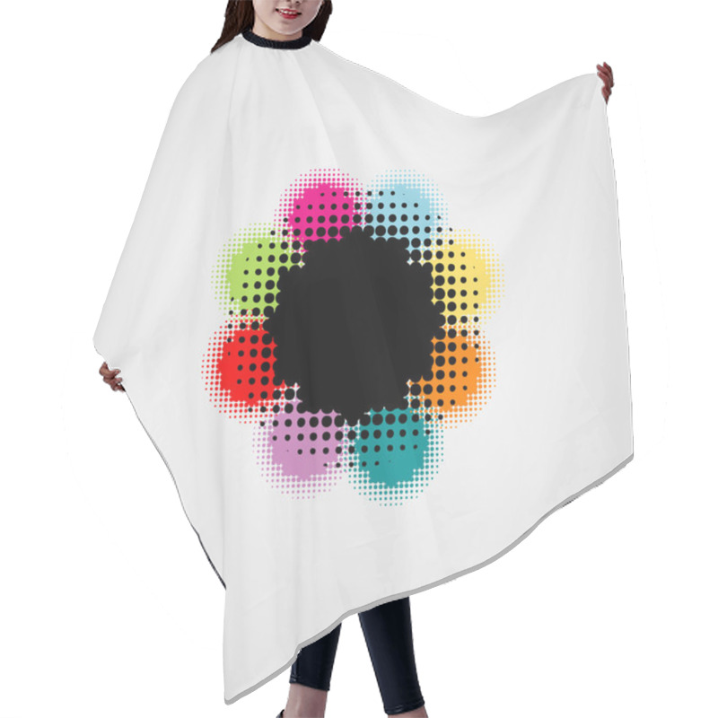 Personality  Text Box With Halftone Pattern Hair Cutting Cape