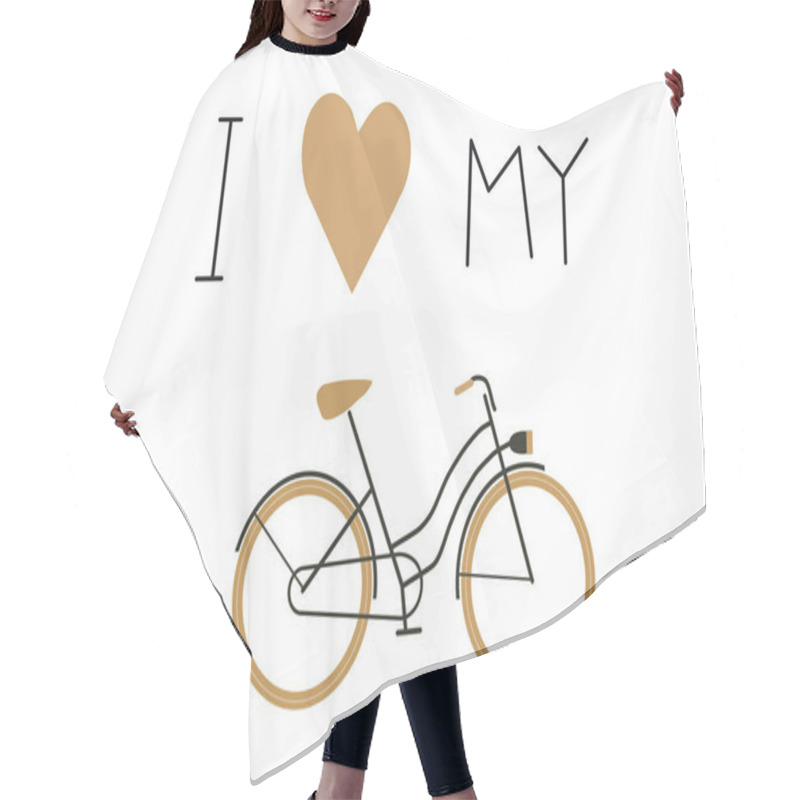 Personality  I Love My Bike Text And Bike Vector Icon Hair Cutting Cape