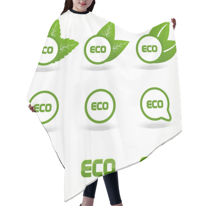 Personality  Vector Green Eco Symbols Hair Cutting Cape