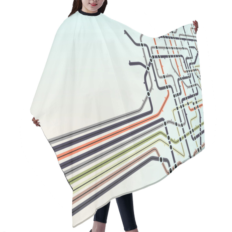 Personality  Subway Network Hair Cutting Cape