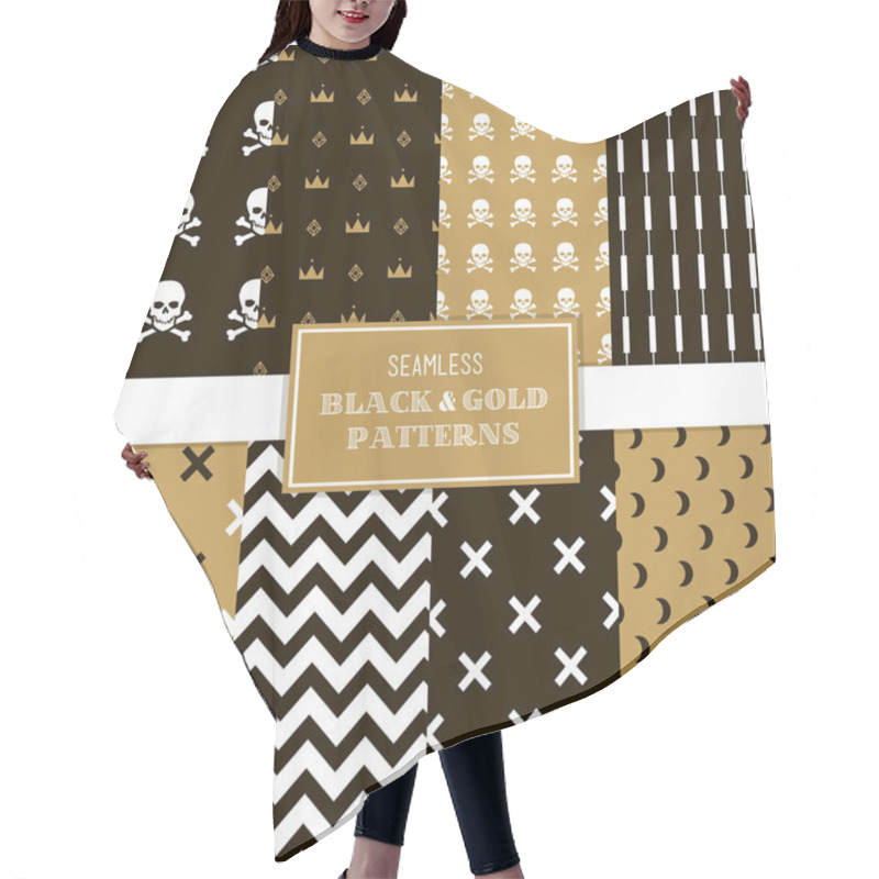 Personality  Seamless Black And Gold Patterns Hair Cutting Cape