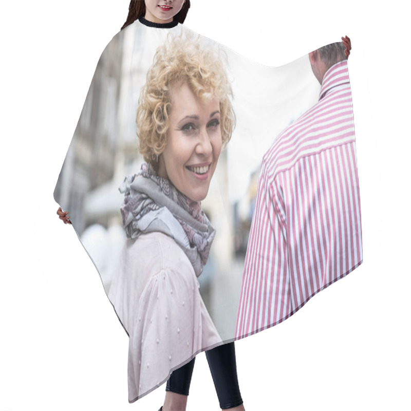 Personality  Happy Middle-aged Woman  Hair Cutting Cape