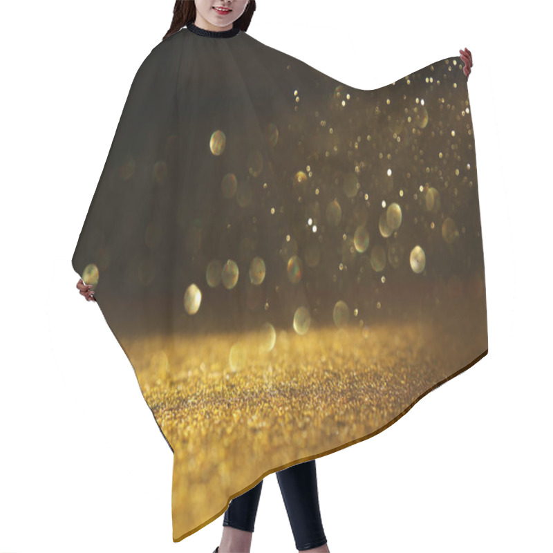 Personality  Background Of Abstract Glitter Lights. Gold And Black. De Focused Hair Cutting Cape