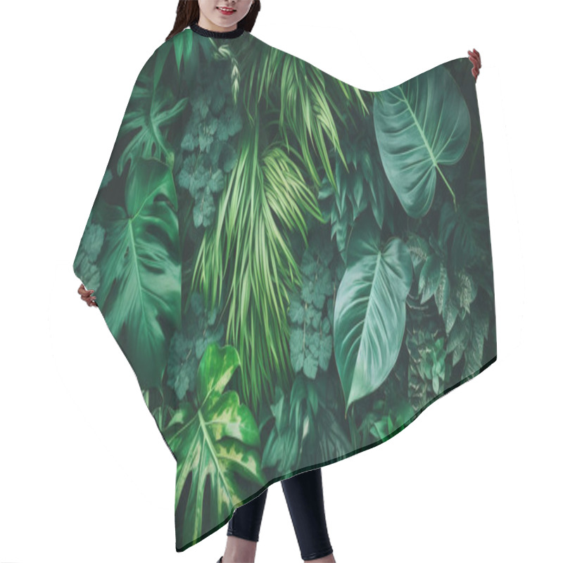 Personality  Tropical Plant Leaves Background Image, Direct View Hair Cutting Cape